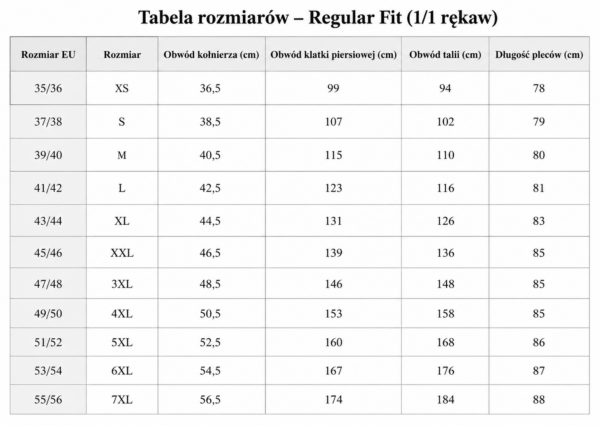 Orbis tabela rozmiarow KOSZULA MYŚLIWSKA MĘSKA KOZIOŁEK ORBIS